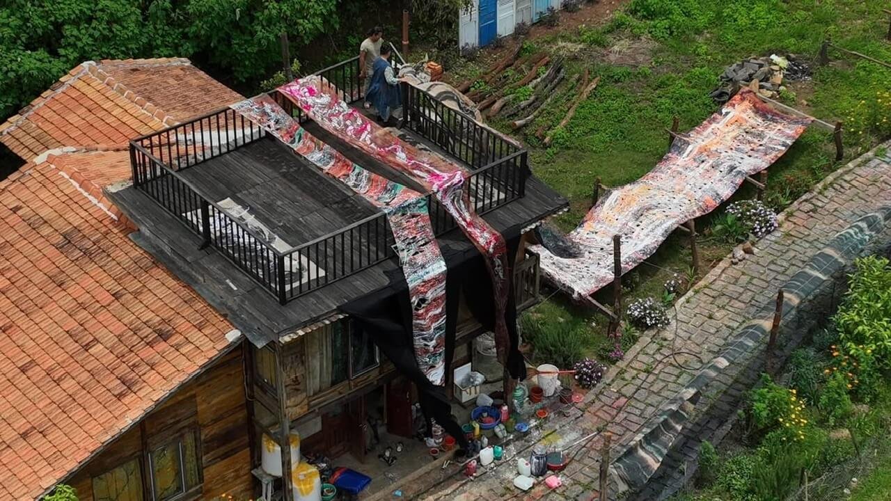 a contemporary artist Thu Tran and her Studio during the Xong Chu Xon Xao with the participation of minority women Tay ethinicity